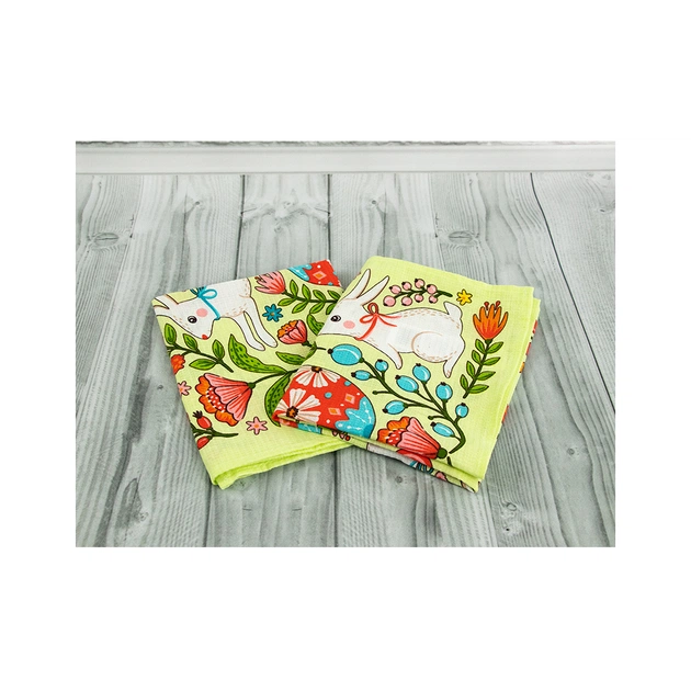 Рушник Руно вафельний набивний Великдень салатовий 45х60 см (205.15_Великдень салатовий_3) - picture 3