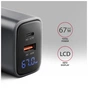 Зарядний пристрій AXAGON 1xUSB-C PD67W + 1xUSB QC4+ PPS display gray (ACU-PQ67D) - зменшене зображення 2