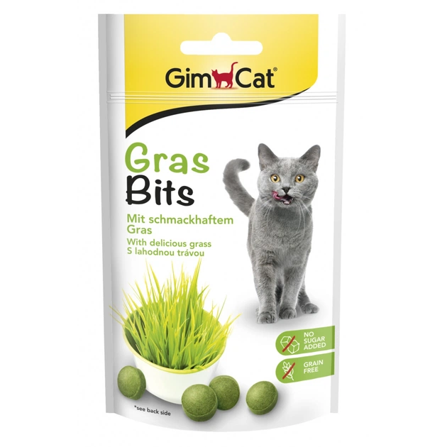 Витамины для кошек GimCat GrasBits витаминизированные таблетки с травой 40 г (4002064417271/4002064417653) - изображение 1