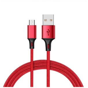 Дата кабель USB 2.0 AM to Micro 5P 1.0m 2.4A braided red XO (NB143-M1-RD) зображення 1