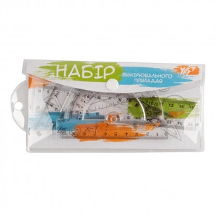 Лінійка Yes набір 4 предмета лінійка 15 см в ПВХ чохлi (370512) зображення 1