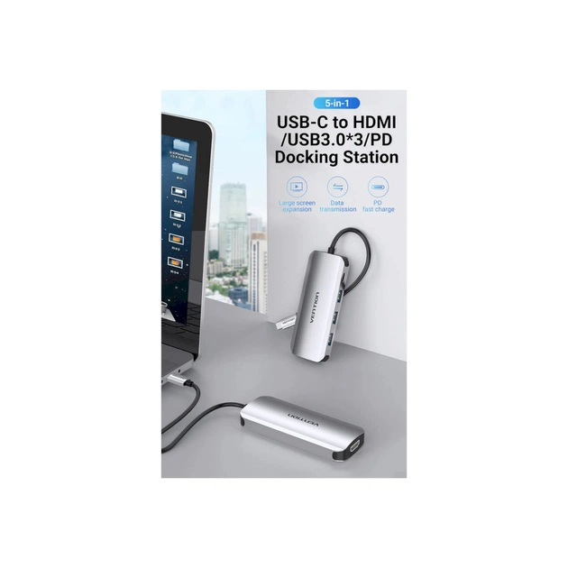 Концентратор Vention USB 3.1 Type-C to HDM/USB 3.0х3//PD 100W 5-in-1 (THFHB) - picture 5