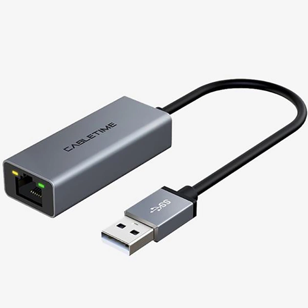 Сетевой адаптер Cabletime USB 100Mbps Ethernet, 0.15m,Space Grey (CB52G) - изображение 1