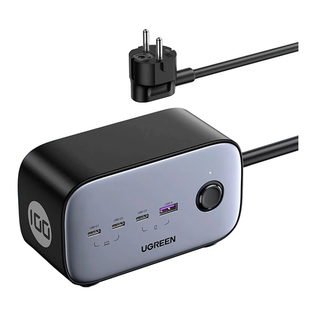 Зарядний пристрій Ugreen 4xUSB 100W Nexode Pro (3хUSB-C+USB-A+2хSchuko) CD270 (60167) - изображение 1