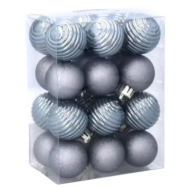 Ялинкова іграшка Chomik пластикові кульки компл. 24 шт, 3см, сіро-сині (5900779877153_1) - picture 1