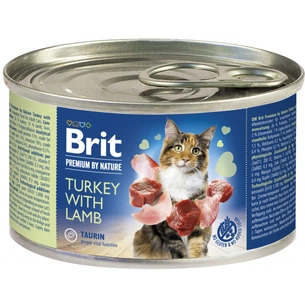 Паштет для котів Brit Premium by Nature Cat з індичкою та ягням 200 г (8595602545049) зображення 1
