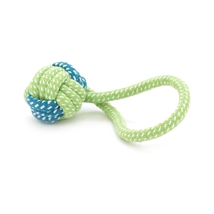 Іграшка для собак Voltronic Мотузка-апорт із вузлами форма кулі з петлею 6х14 см зелено-синя (YT41101) зображення 1