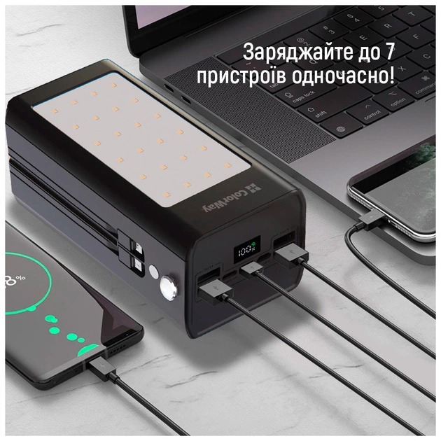 Батарея універсальна ColorWay 80 000 mAh LCD/Lamp (USB/QC3.0 + USB-C/PD/22.5W) Black (CW-PB800LPA8BK-PDD) - зображення 12