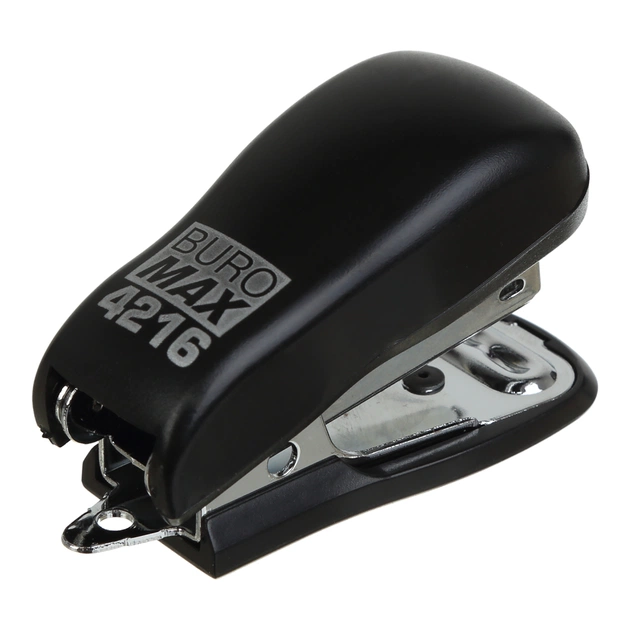 Степлер Buromax пластиковий МІНІ, 10 аркушів, (скоби №24; 26), 60 x 25 x 35 мм, чорний (BM.4216-01) - picture 2