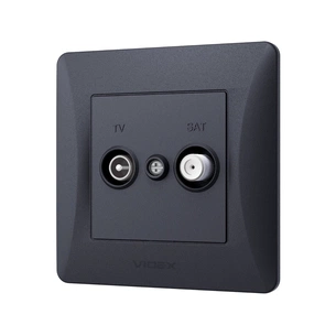 ТВ розетка Videx BINERA TV одинарна телевізійна чорні (VF-BNSK2TVSATE-BG) зображення 1