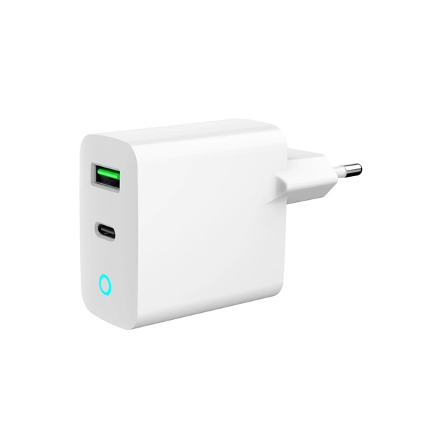 Зарядний пристрій Gembird 1xUSB-A + 1 Type-C (PD20Вт + QC3.0 18Вт) white (TA-UC-PDQC20L-W-01) - зображення 1