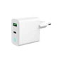 Зарядний пристрій Gembird 1xUSB-A + 1 Type-C (PD20Вт + QC3.0 18Вт) white (TA-UC-PDQC20L-W-01) - зменшене зображення 1