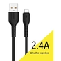 Дата кабель USB 2.0 AM to USB-C 1.0m 2.4A silicone black Denmen (DM-D42T-BK) - зменшене зображення 1