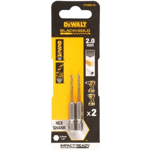 Свердло DeWALT по металу EXTREME IMPACT Black&Gold, HSS-G, 2 х 55 х 11,6 мм, 2 шт. (DT20600) зображення 1