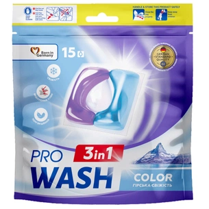 Капсули для прання Pro Wash Гірська свіжість 15 шт. (4262396145116) зображення 1
