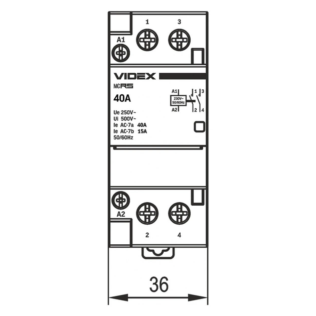 Контактор Videx 2п 40А 2НВ VF-RS-MC2O-40 RESIST - picture 5