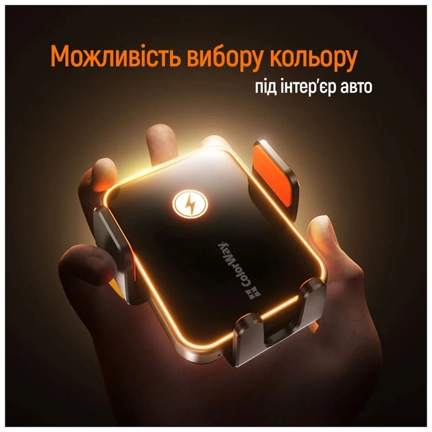 Універсальний автотримач ColorWay Ultra-mini. автозажим, Wireless Charger 15W Black (CW-CHAW069Q-BK) - picture 11