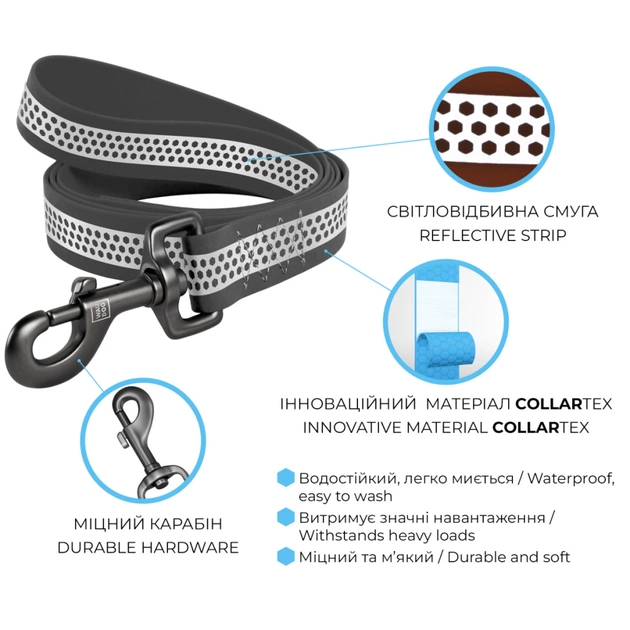 Повідець для собак WAUDOG Waterproof світловідбивний L-XXL Ш 25 мм Д 305 см помаранчевий (26024) - зображення 3