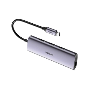 Концентратор Ugreen Type-C to 3хUSB 3.0 + RJ45 1000M Ethernet (60718) зображення 1