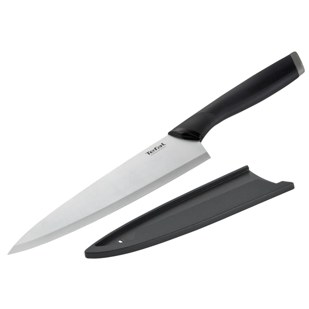 Кухонний ніж Tefal Comfort, 20см, з чохлом, нержавіюча сталь, пластик, чорний (K2213244) - зображення 1