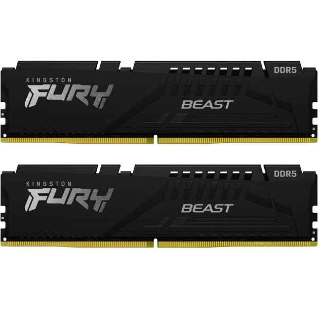 Модуль памяти для компьютера DDR5 16GB (2x8GB) 5200 MHz FURY Beast Black Kingston Fury (ex.HyperX) (KF552C40BBK2-16) - изображение 1