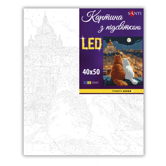 Картина по номерам Santi Коти на даху 40х50 см LED підсвітка (956646) - picture 2