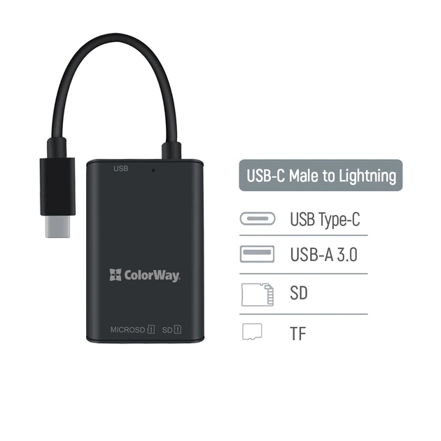 Зчитувач флеш-карт ColorWay USB-C to USB 3.0/SD/MicroSD (CW-CR-02) - picture 5