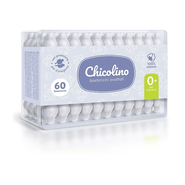 Ватні палички Chicolino з обмежувачем, 60 шт (4823098407485) - зображення 1