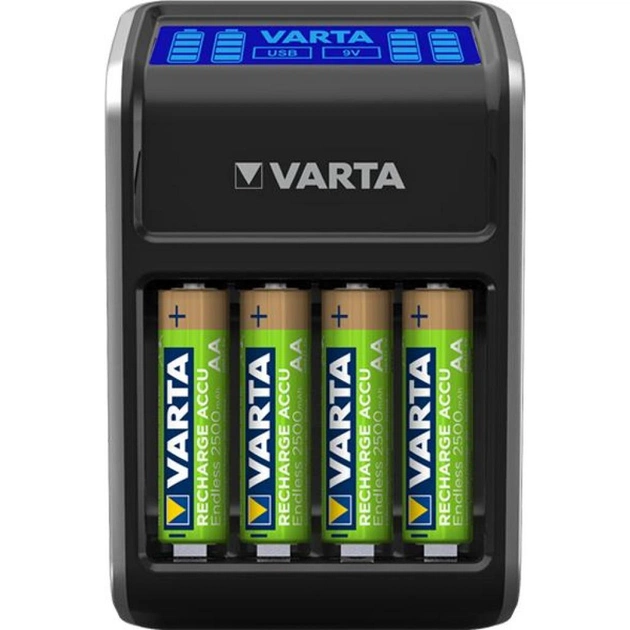Зарядний пристрій для акумуляторів Varta LCD PLUG CHARGER +4*AA 2100 mAh (57687101441) - зображення 1