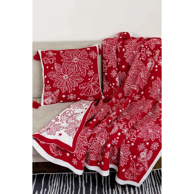 Наволочка Прованс декоративна в'язана Різдвяник червоний 45х45 (030169) - picture 3