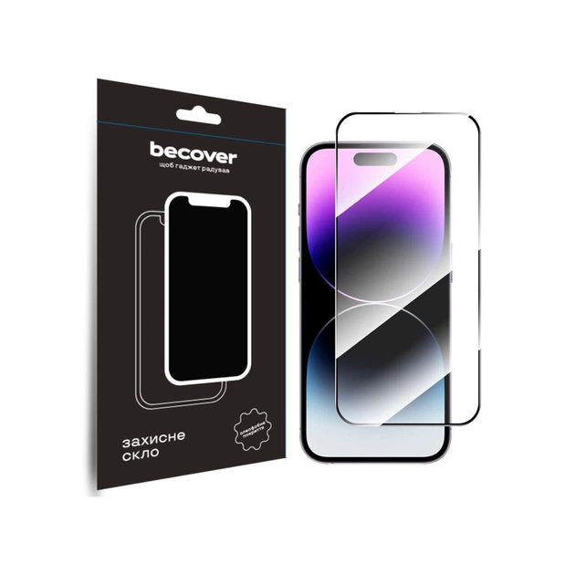 Стекло защитное BeCover Apple iPhone 15 Pro Black (710593) - изображение 1