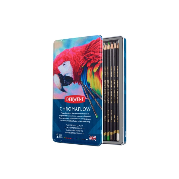 Олівці кольорові Derwent Chromaflow 12 кол. у металевому пеналі (5028252616119) - picture 6