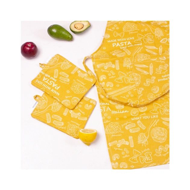 Фартух MirSon Набір №201 - Yellow paste дві прихватки + дві рукавички-прихватки + фартух (2200006753803) - picture 4