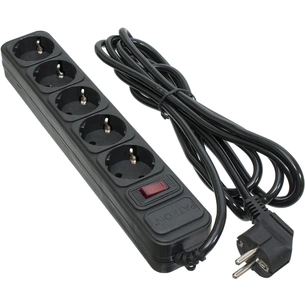 Мережевий фільтр живлення Patron 3.0 m3*1mm2 (SP-1053) 5 розеток BLACK (EXT-PN-SP-1053) зображення 1