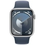 Смарт-годинник Apple Watch Series 9 GPS 41mm Silver Aluminium Case with Storm Blue Sport Band - M/L (MR913QP/A) - зменшене зображення 2