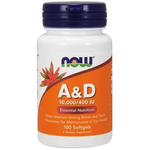 Вітамін Now Foods Вітамін А і Д, A & D, Essential Nutrition, 10,000 / 400 МE, (NOW-00350) зображення 1