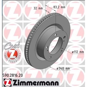 Гальмівний диск ZIMMERMANN 590.2816.52 зображення 1