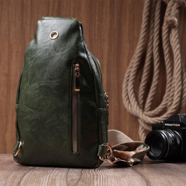 Сумка Vintage З гладкої екошкіри Зелена (22771) - зображення 11