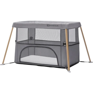 Ліжечко Kinderkraft манеж 2 в 1 Movi Grey Wooden (5902533918454) зображення 1