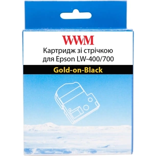 Стрічка для принтера етикеток WWM для Epson LW-400/700 9mm х 8m Gold-on-Black (WWM-SC9KZ) зображення 1