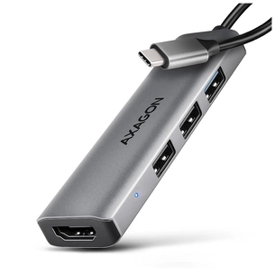 Концентратор AXAGON USB-C to 3xUSB-A + HDMI 0.15m gray (HMC-H3A) зображення 1