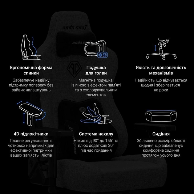 Кресло для геймеров Anda Seat Kaiser 3E XL Maroon (AD23YC-XL-09-A-PV/C-A01) - изображение 13