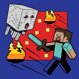 Картина по номерам Santi Майнкрафт. Стів та Гаст 25х25 см LED підсвітка (954393) изображение 1