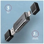 Считыватель флеш-карт AXAGON USB-C + USB-A to SD/microSD 5Gbps gray (CRE-DAC) - уменьшенное изображение 2