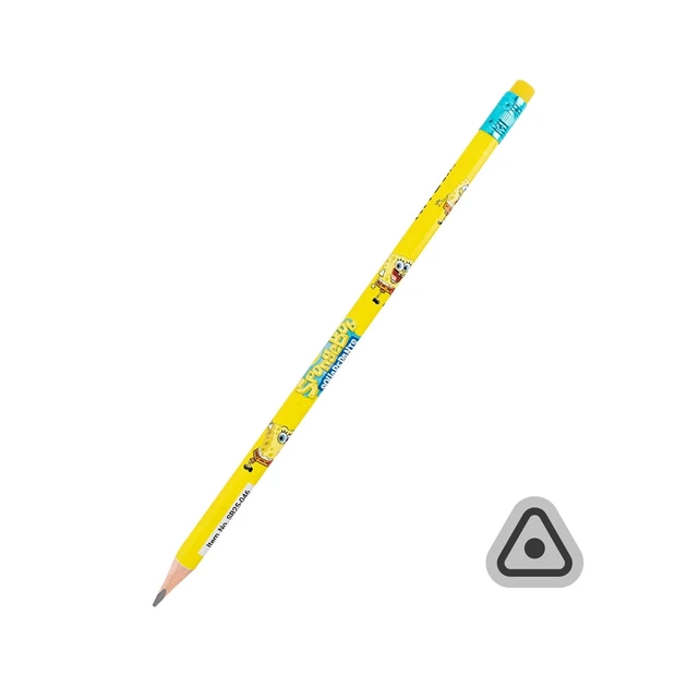 Олівець графітний Kite Sponge Bob тригранний, з гумкою, НВ (SB25-046) - picture 1