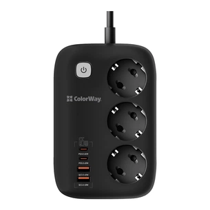 Мережевий фільтр живлення ColorWay CW-CHE34PDB 3 роз/4USB GaN3 Pro (CW-CHE34PDB) зображення 1