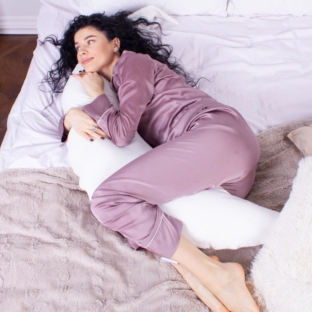 Подушка MirSon для вагітних та годування №8300 Velvet Line 28-0001 White Велюр 30х170х20 см (2200006200253) - picture 5