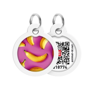 Адресник для тварин WAUDOG Smart ID з QR паспортом "Банани на рожевому", коло 30 мм (230-4055) зображення 1