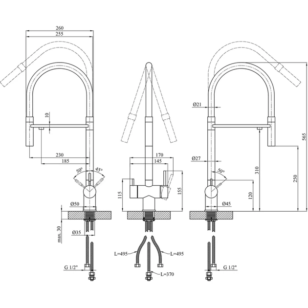 Змішувач Kroner Klassisch-ESG03815BLK (CV027933) - зображення 10