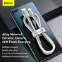 Дата кабель USB 3.1 AM to USB-C 2.0m 6.0A 66W Cafule Series Metal White Baseus (CAKF000202) - зменшене зображення 5